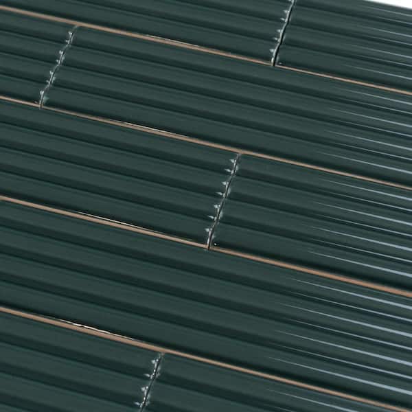 Arte Green 1.97 in. x 7.87 in. Glossy Ceramic Subway Deco Wall and Floor Tile (4.09 sq. ft./case) (38-pack)