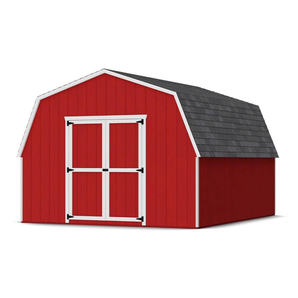 12x14 Red Wooden Gambrel Barn Storage Shed Kit with Floor
