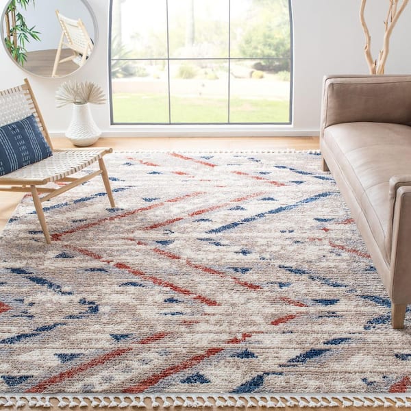 Morocco 9 ft. x 12 ft. Gray/Navy Distressed Western Area Rug