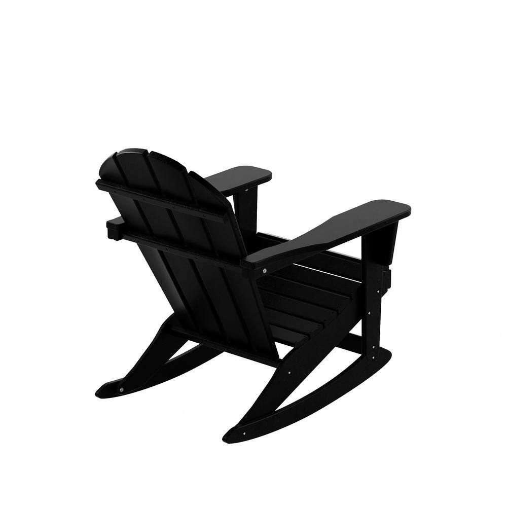 Classic Black Recycled Poly Adirondack Rocking Chair