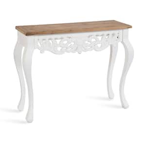 Antonella 37.5 in. Rustic Brown and White Rectangle Wood Traditional Console Table