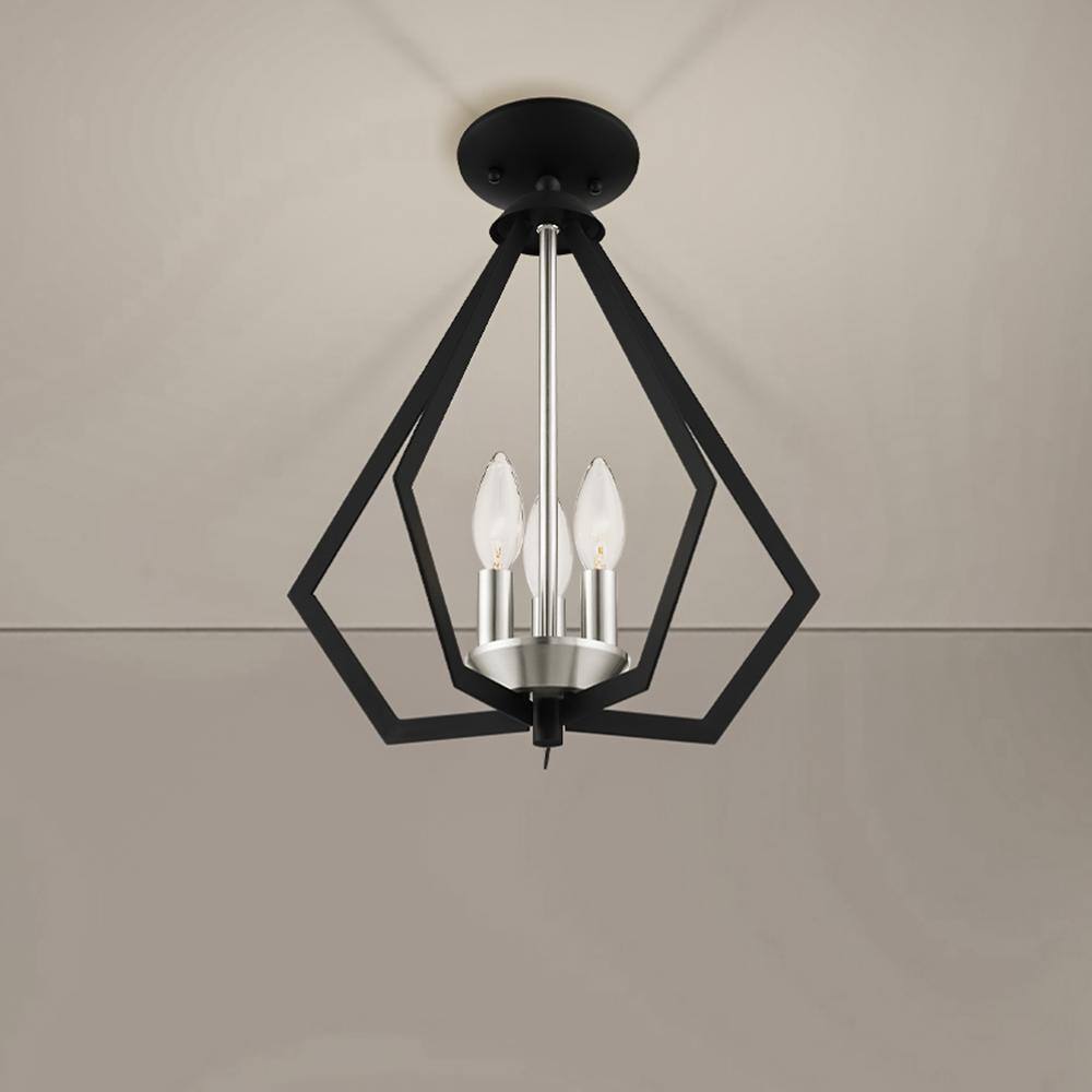 Mini Crystal LED 2-Light Indoor/Outdoor Pendant - Black & Brushed Nickel