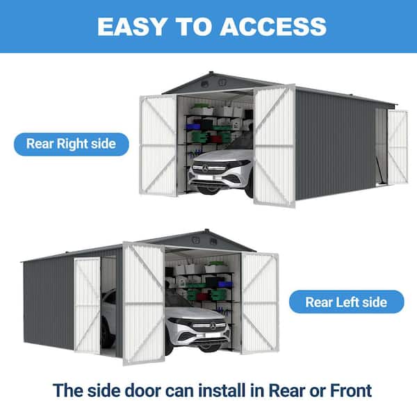 20 ft. W x 13 ft. D Outdoor Metal Shed with 2-Doors (250 sq. ft