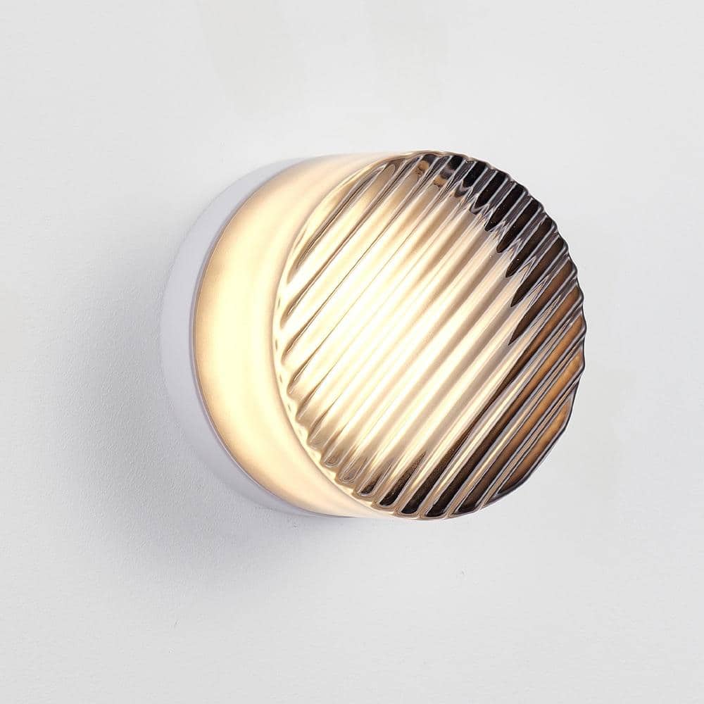 Minimalist LED Fixture Round Wall Light Thick Glass Shade for Bathroom Vanity, Bedroom Bedside, Living Room, Grey price history on PriceWatchPro