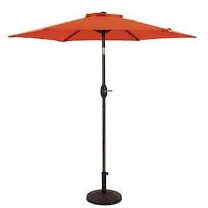 7.5 ft. x 7.5 ft. 50+ UPF Crank Tilt Steel Patio Umbrella without Base in Orange