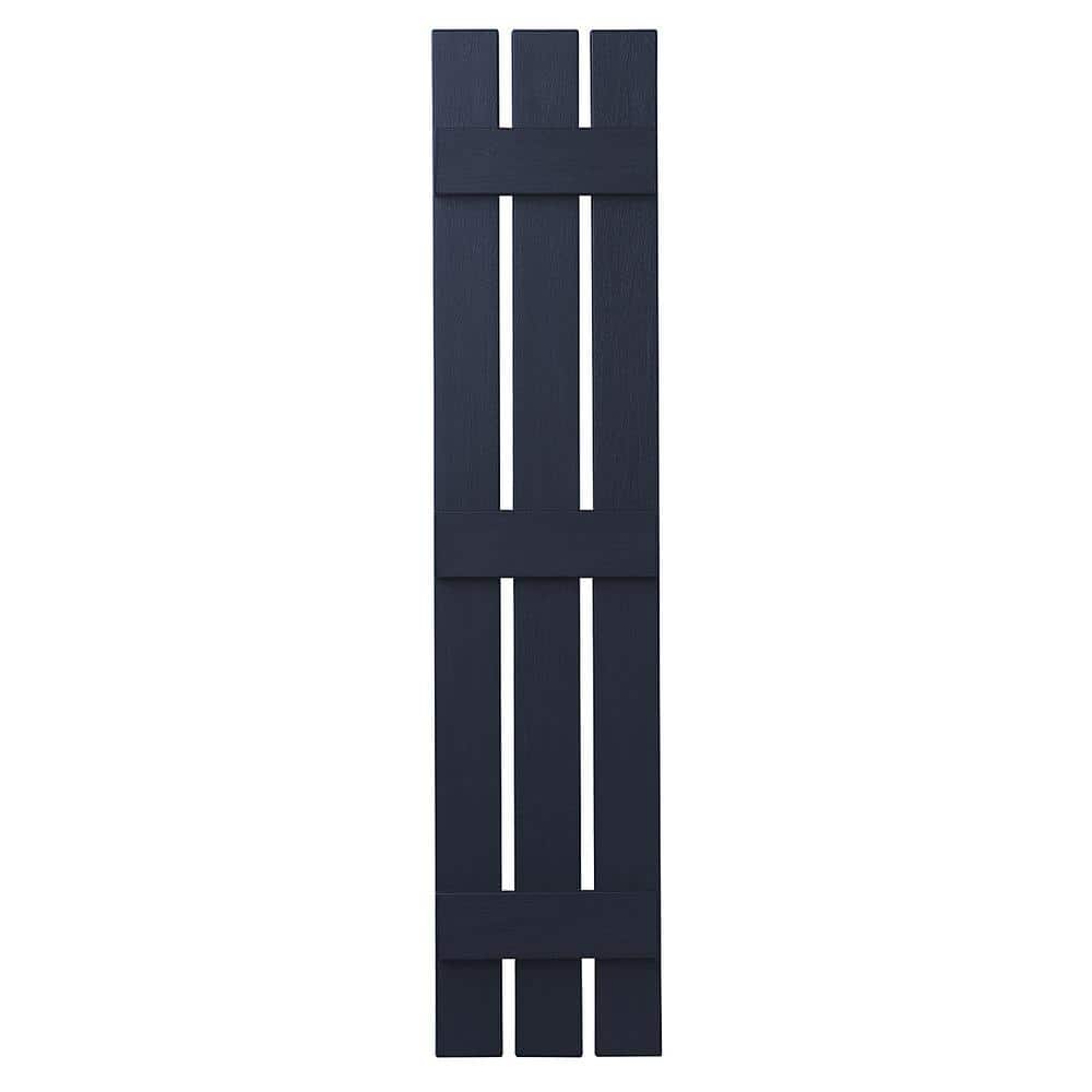 12 in. x 63 in. Polypropylene 3-Board Open Board and Batten Shutters Pair in Dark Navy