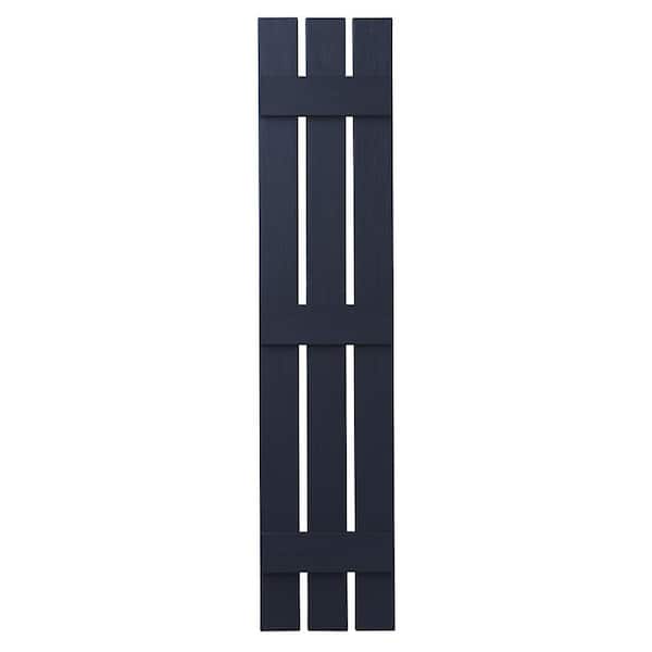 Ply Gem 12 in. x 67 in. Polypropylene 3-Board Open Board and Batten Shutters Pair in Dark Navy