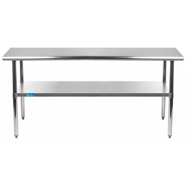 AMGOOD 18 in. x 60 in. Stainless Steel Kitchen Utility Table with Adjustable Bottom Shelf
