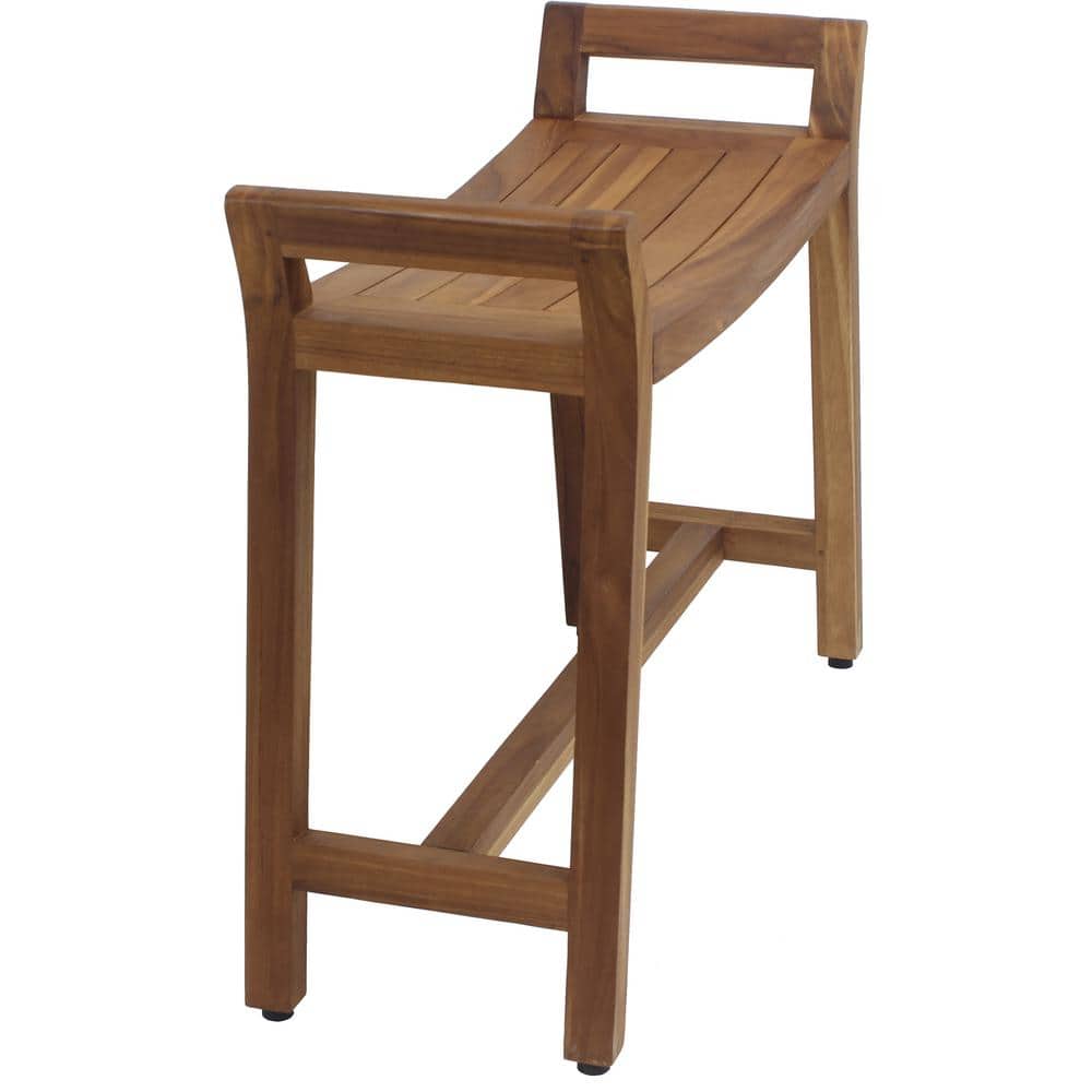 Extended Asia Ascend Teak Shower Bench with Rubber Feet