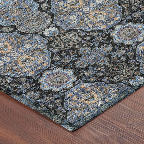 Chantille Machine Washable Indoor/Outdoor Abstract ACN2483 Black 2 ft. x 7 ft. Runner Rug