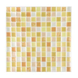 10 in. x 10 in. Peel and Stick Mosaic Backsplash Tile, Vinyl Wall Tile in Light Yellow Color, Decor Wall Tile, 10-Pack