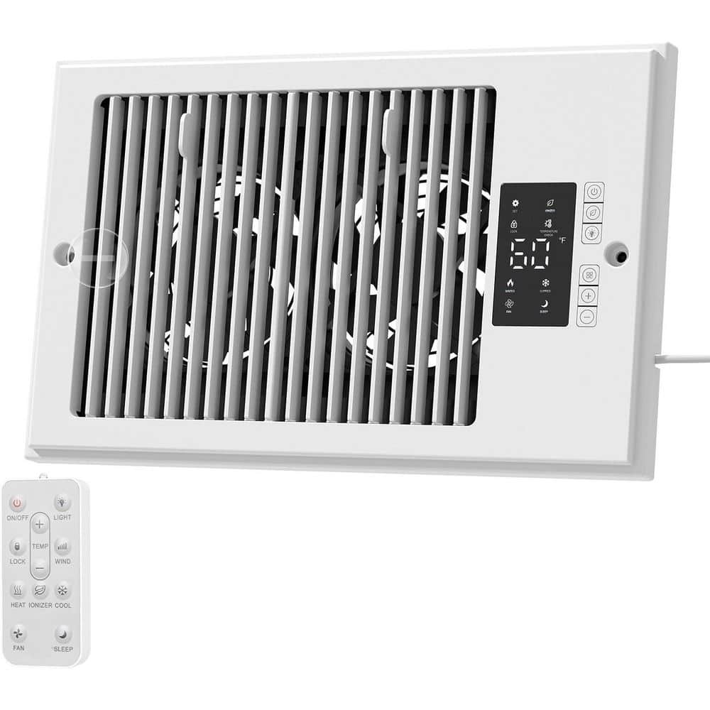 "11.73"" x 7.48"" Quiet AC Vent Fan Negative Ion 10-Speed Remote Thermostat Manual Airflow Heating Cooling Wall Floor White" price history on PriceWatchPro