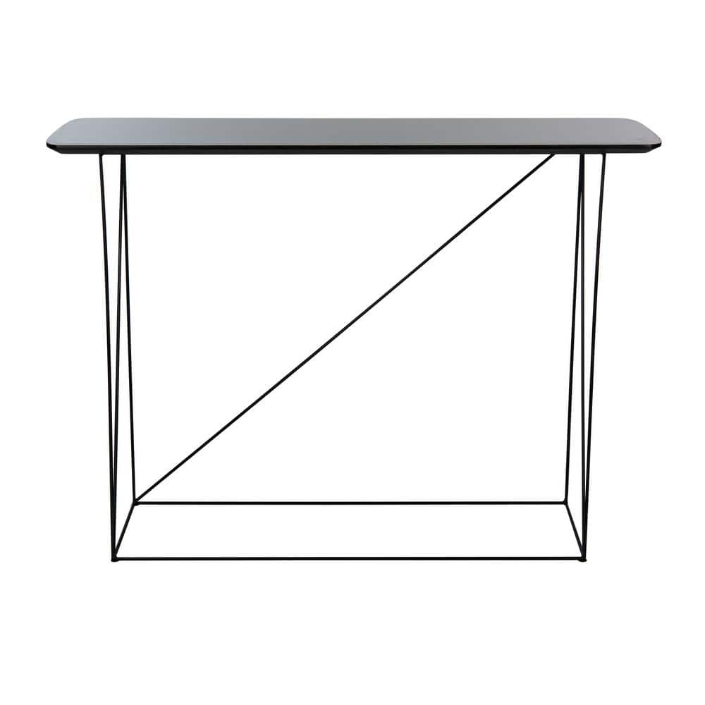 Rylee Black Wood and Metal Console Table with Storage
