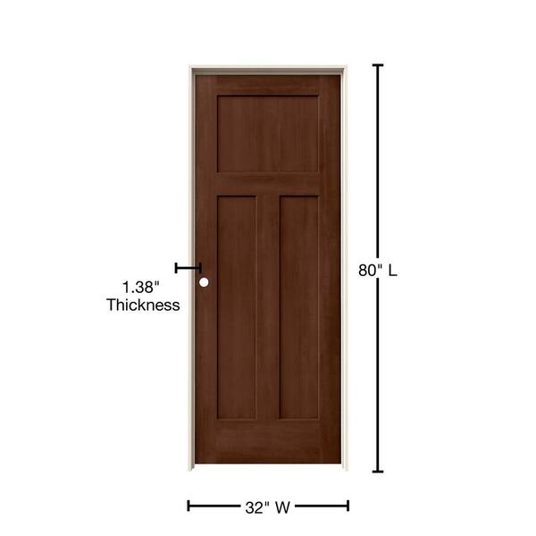 JELD-WEN 32 in. x 80 in. Craftsman Milk Chocolate Stain Right-Hand