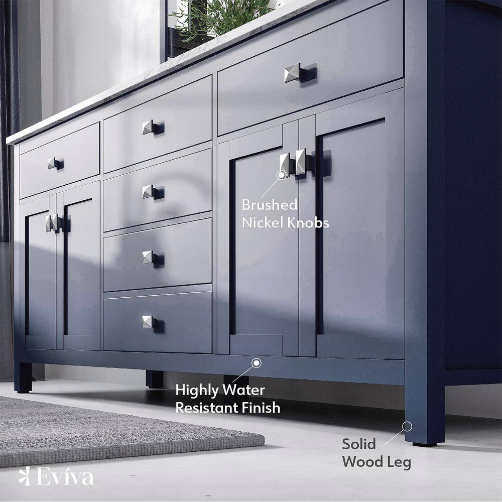 Artemis 60" Blue Double Sink Vanity with Quartz Top