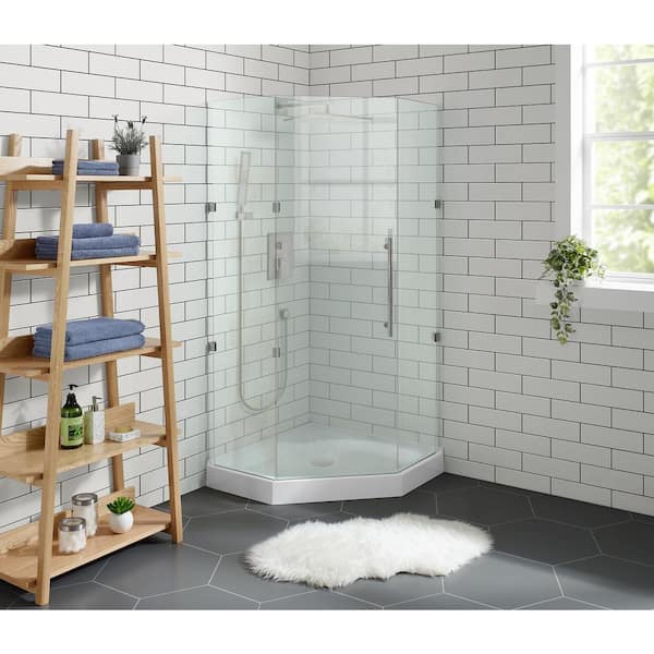 Voltaire 42 in. x 42 in. x 5.5 in. Single Threshold, Center Drain Shower Base in Glossy White