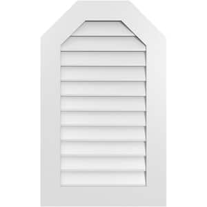22 in. x 36 in. Octagonal Top Surface Mount PVC Gable Vent: Decorative with Standard Frame