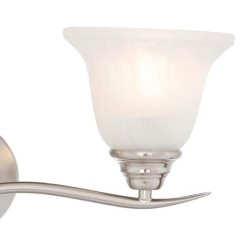 Trinidad 3-Light Indoor Brushed Nickel Bath or Vanity Wall Mount with Alabaster Glass Bell Shades Lighting