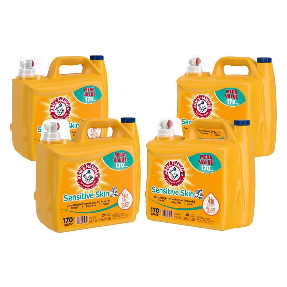 170 oz. Sensitive Skin Plus Fresh Scent Liquid Laundry Detergent (170 Loads) (4-Pack) -  ARM & HAMMER, 97583-4