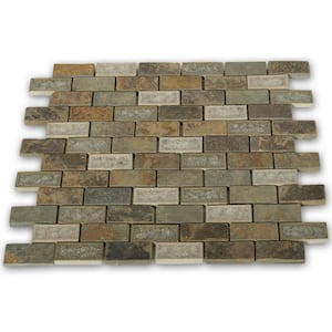 Roman Selection Emperial Slate 12 in. x 12 in. x 8 mm Mixed Materials Mosaic Floor and Wall Tile