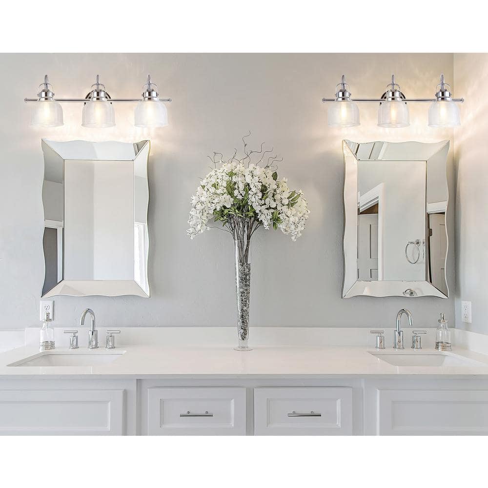Virginia Chrome 25.25" LED Vanity Light with Clear Glass Shades