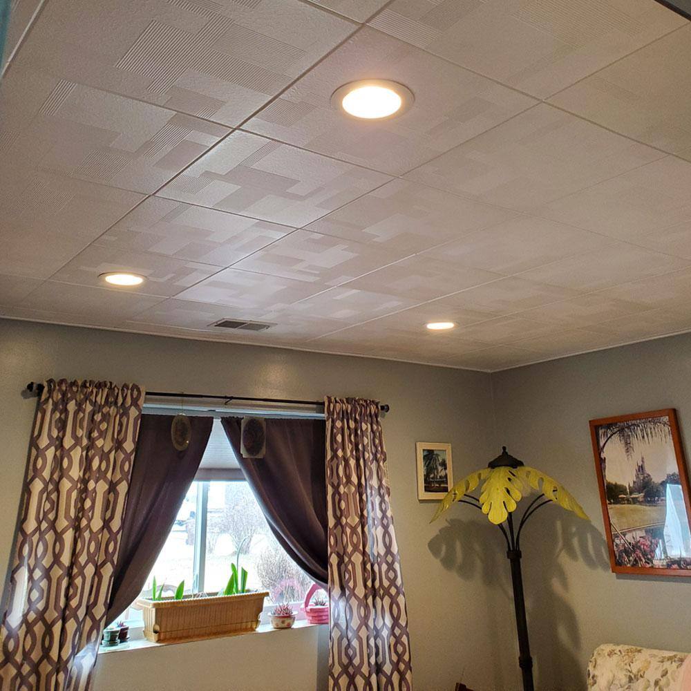 Plain White 2x2 ft Faux Tin Glue-Up Ceiling Tile