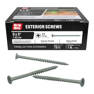 #9 x 3 in. #2 Phillips Bugle Head Coarse Thread Sharp Point Polymer Coated Exterior Screw (1 lb./Pack)