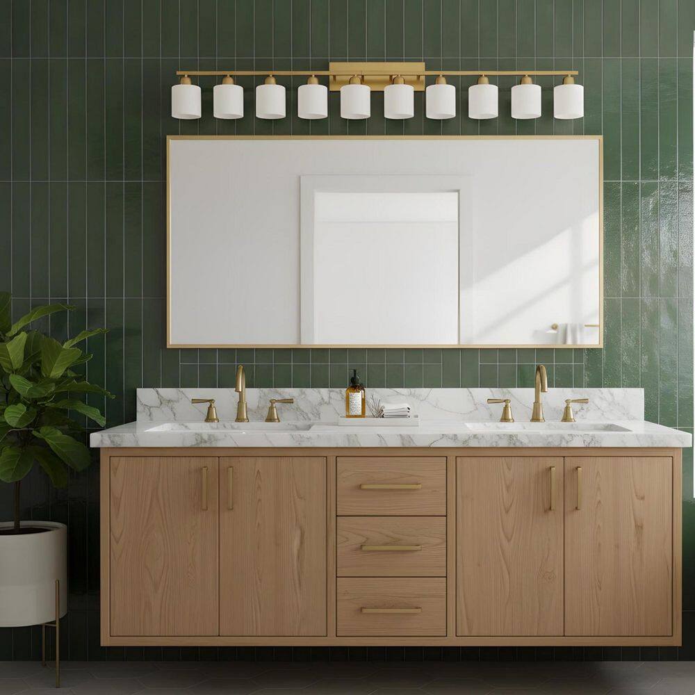 65 in. 10-Light Coppery Bathroom Vanity Light with White Glass Shades price history on PriceWatchPro