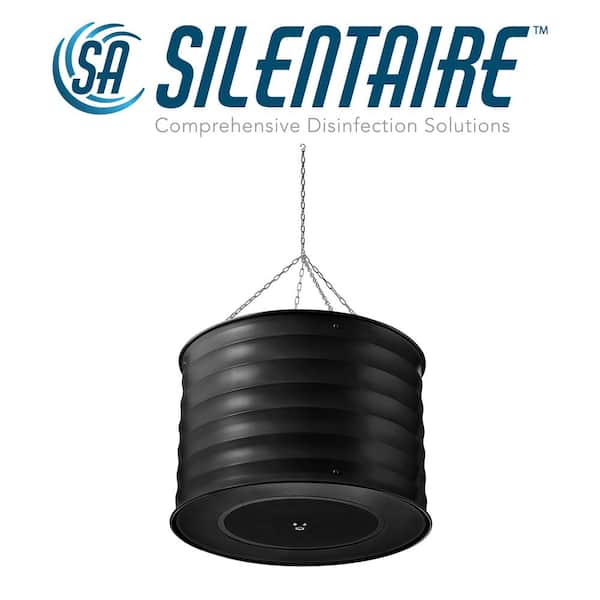 SILENTAIRE 24 in. Round Black Plasma Air Disinfection Air Purifier Ceiling Mounted Tested To Kill 99.9% Viruses Bacteria SARS-CoV2