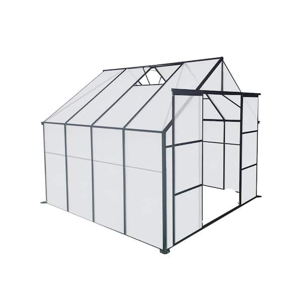 Unbranded 94.50 in. W x 97.75 in. D x 89.50 in. H Black Aluminum Outdoor Heavy Duty Walk-in Greenhouse for Backyard in All Season