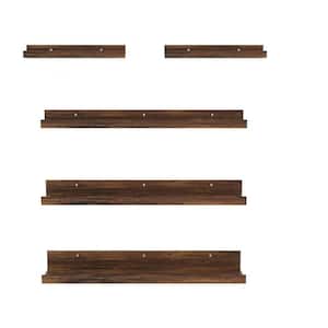23.6 in. W x 4.7 in. D Brown Floating Shelves, Decorative Wall Shelf for Living Room (5-Pack)