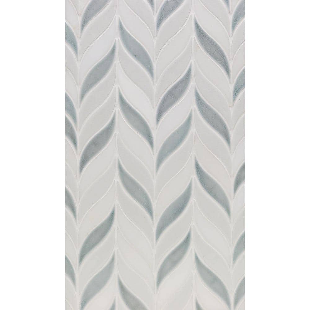 Arctic Blue and White Ceramic Fish Scale Mosaic Wall Tile