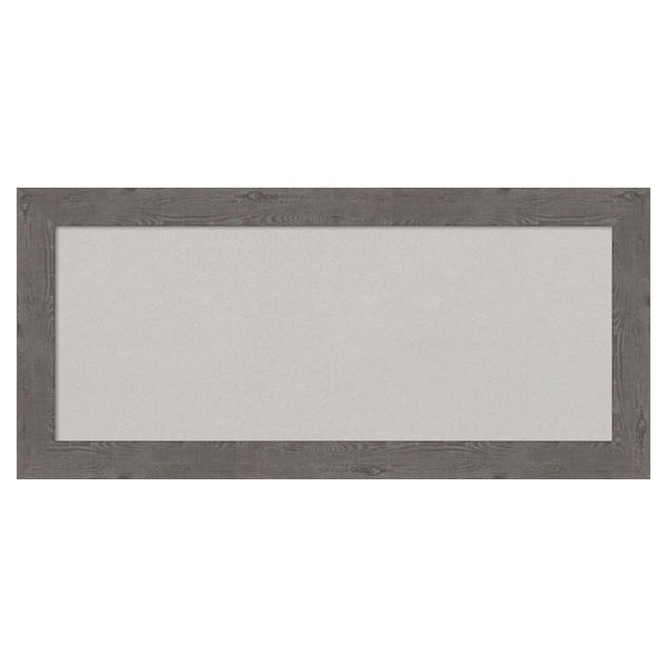 Amanti Art Rustic Plank Grey Narrow Framed Grey Corkboard 33 in. x 15 in. Bulletin Board Memo Board