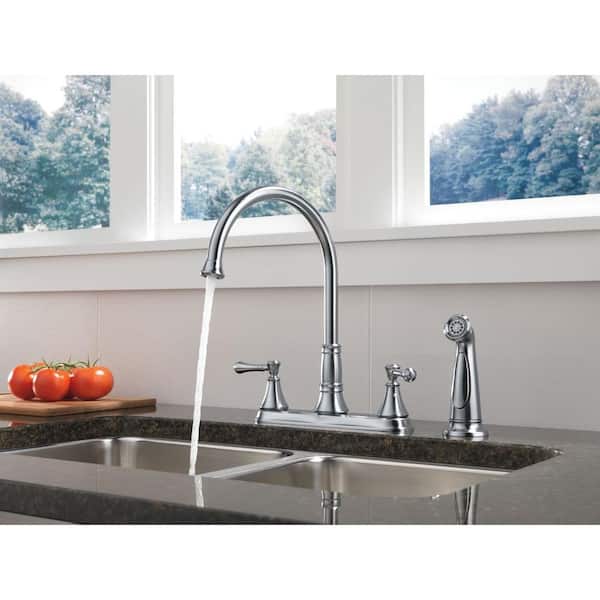 Cassidy 2-Handle Standard Kitchen Faucet with Side Sprayer in Arctic Stainless