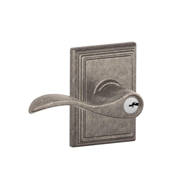 Schlage Accent Distressed Nickel Keyed Entry Door Lever with Addison Trim