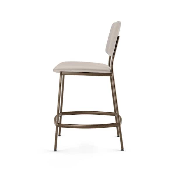 Sullivan 26.5 in. Low Back Counter Stool Cream Faux Leather / Bronze Metal