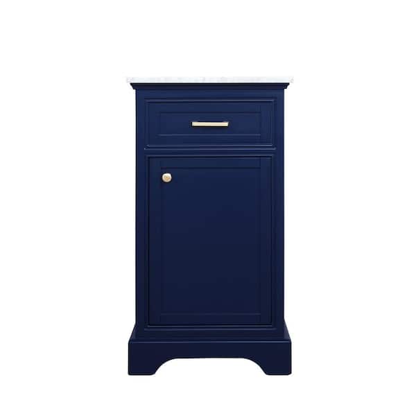 Unbranded Simply Living 19 in. W x 19 in. D x 35 in. H Bath Vanity in Blue with Carrara White Marble Top