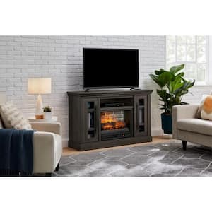 Concours 54 in. Freestanding Electric Fireplace TV Stand in Cappuccino with Ash Grain