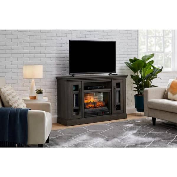 StyleWell Concours 54 in. Freestanding Electric Fireplace TV Stand in Cappuccino with Ash Grain