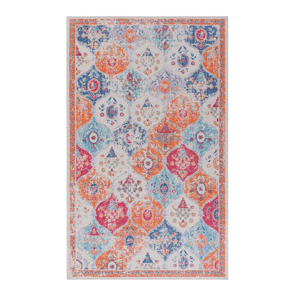 Spa Color Area Rugs Tahanbath 5 ft. x 8 ft.Multi-Colored Floral Area Rug for Bedroom ...