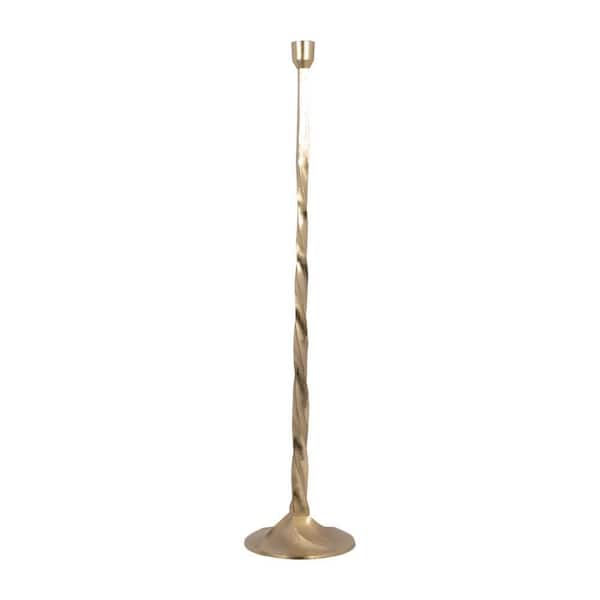 36 in. Gold Modern Metal and Wood Twisted Floor Taper Candle Holder