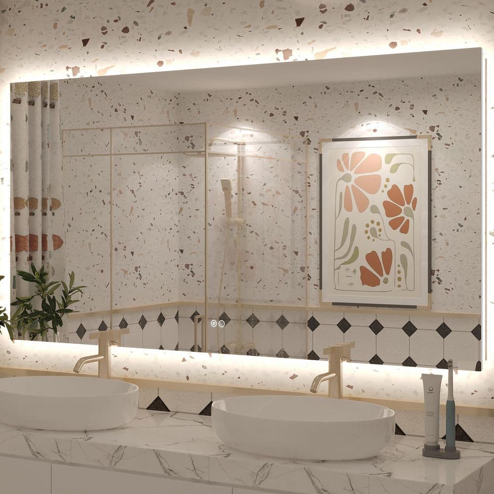 60 in. W x 32 in. H Rectangular Frameless Super Bright Backlited LED Anti-Fog Tempered Glass Wall Bathroom Vanity Mirror price history on PriceWatchPro