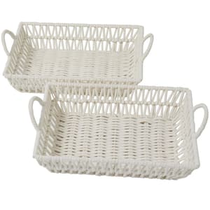 Cotton Handmade Woven Storage Basket with Handles (Set of 2)