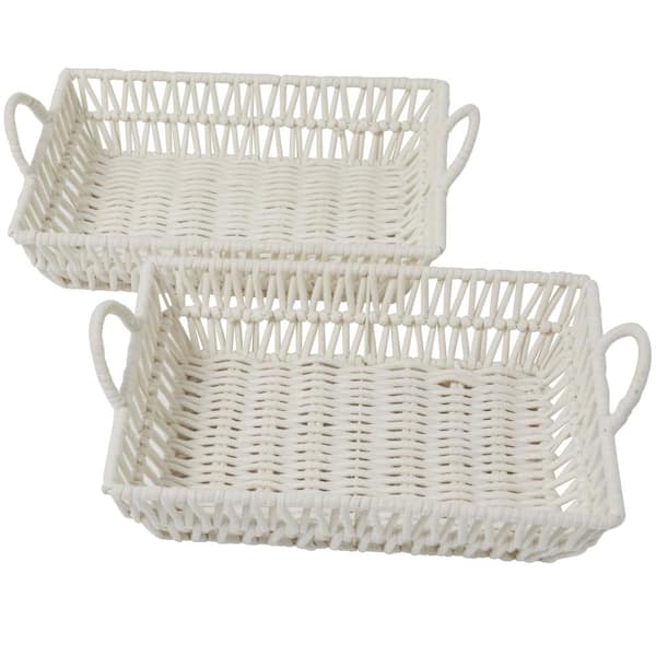 Novogratz Cotton Handmade Woven Storage Basket with Handles (Set of 2)