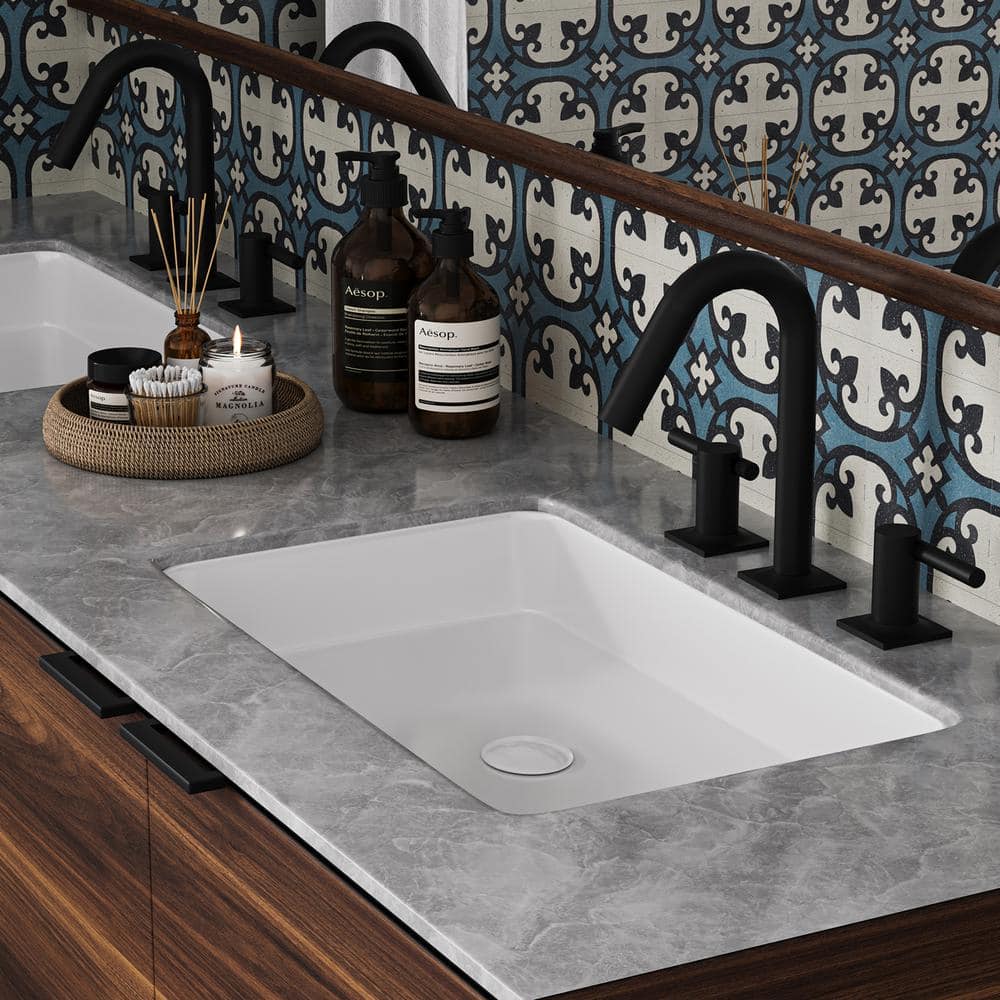 Matte Black 8-Inch Widespread Double Handle Bathroom Faucet
