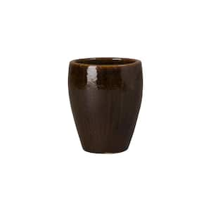 10.5 in. L x 13 in. H Java Ceramic Round Planter with High-fire treatment