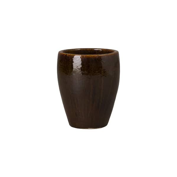 Emissary 10.5 in. L x 13 in. H Java Ceramic Round Planter with High-fire treatment