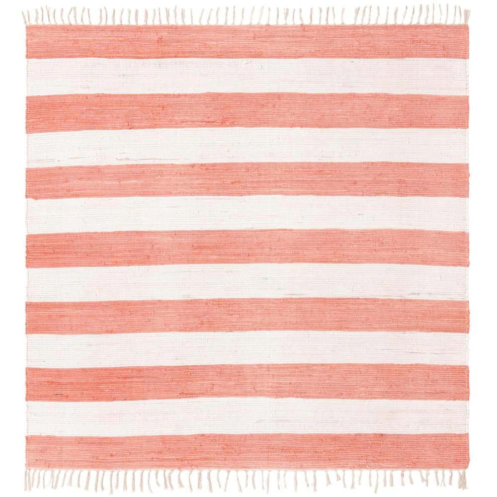 Chindi Rag Striped Coral and Ivory 7 ft. 10 in. x 7 ft. 10 in. Area Rug price history on PriceWatchPro
