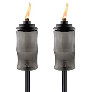 Black Carved Glass Easy Install 65 in. Torch, (2-Pack)