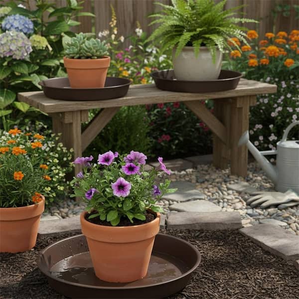 4 Pack of Plastic Plant Saucers 14 inch YNLIN373 - The Home Depot